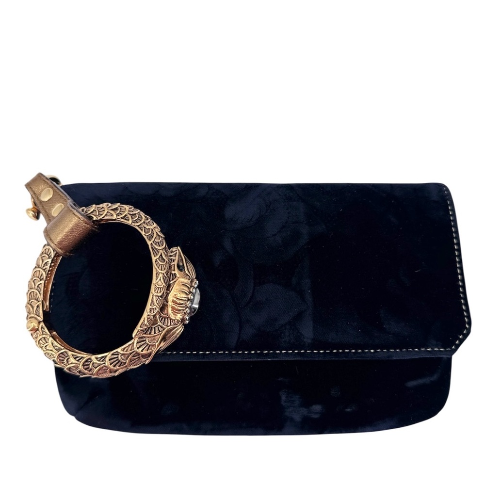 Roberto Cavalli Black Velvet Serpent Bracelet Clutch - Picture 2 of 13